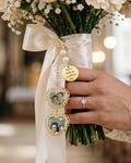 Custom Bouquet Photo Charm, Personalized Wedding Bouquet Charm, Groom Memorial Lapel Pin, Bridal Rememberance Gift