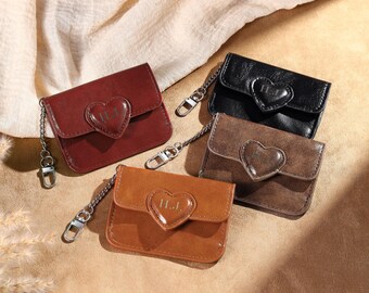 Engraved Name PU Leather Card Holder: Personalized Slim Wallet for Women, Bridesmaid Proposal