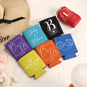 Personalized Can Cooler for Wedding Day,Custom Wedding Favor Can Coolers,Monogrammed Can Holder,Drink Holder, Beer Holder,Wedding Party Gift