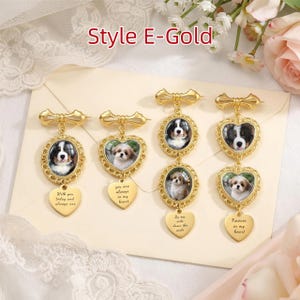 Ciondolo personalizzato con foto per bouquet, ciondolo personalizzato per bouquet da sposa, spilla commemorativa per lo sposo, regalo in ricordo della sposa Style E-Gold