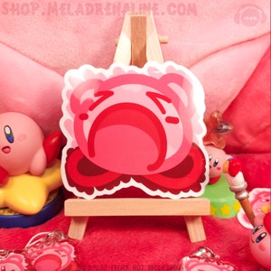 Suck/Yawn Kirbo Sticker「3&quot;-1.5&quot; Clear Scribble Series Sticker | Stick on your laptop, bottle, friends | Inspired by Kirby Video Game Series」