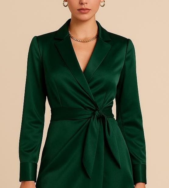 green satin blazer dress IT'S THE FIT FOR ME SATIN BLAZER DRESS GREEN – AKIRA
