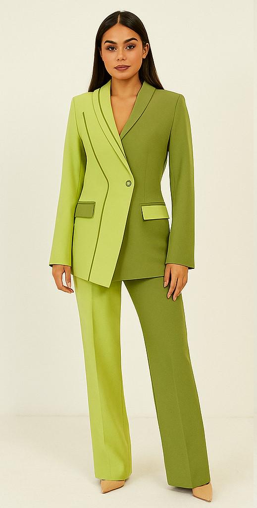 slim fit dress slacks Slit Lime Green wide leg pants – Posh And Paisely Boutique main image 0