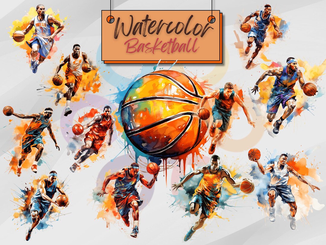 12 Watercolor Basketball PNG Vintage Graphics Clipart Sublimation ...