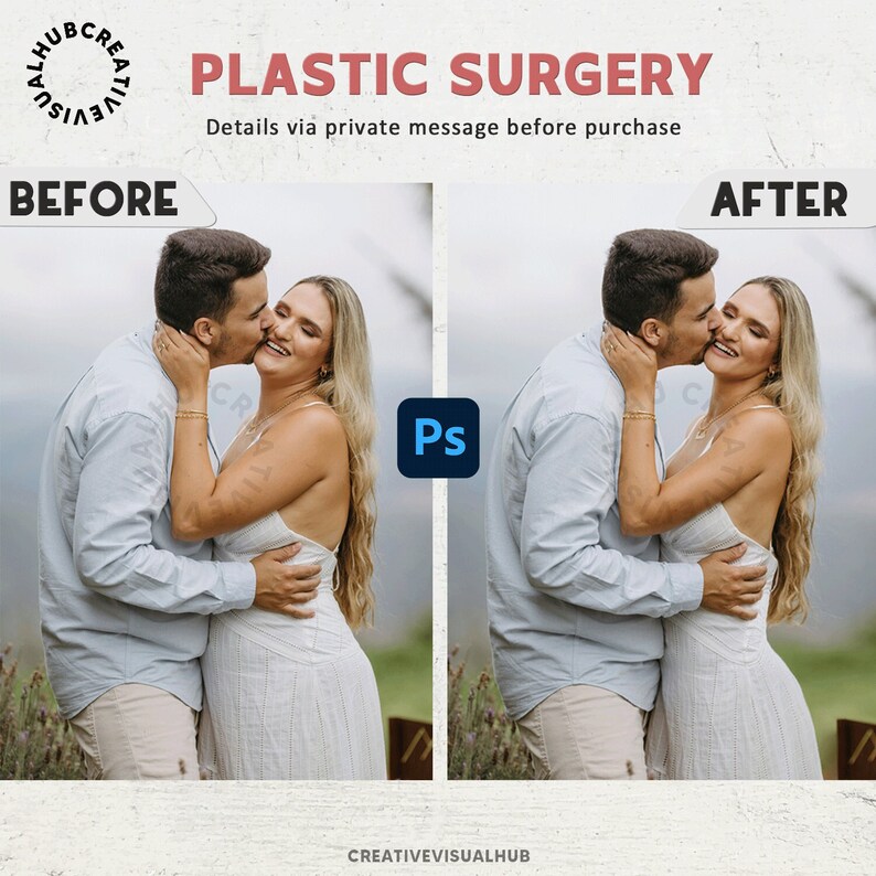 Service Photoshop : suppression/ajout de personnes, restauration de photos, retouche photo professionnelle et plus encore. Plastic Surgery