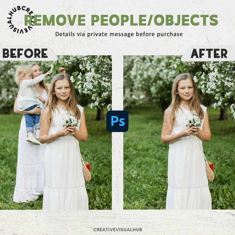 Service Photoshop : suppression/ajout de personnes, restauration de photos, retouche photo professionnelle et plus encore. Removing People/Objc