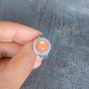 Boho Sunstone Ring: 925 Sterling Silver Gemstone Ring