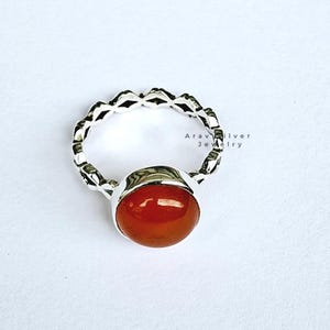 Orange Carnelian Sterling Silver Ring: 925 Statement Jewelry