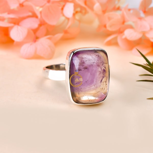 Ametrine Ring Gemstone Ring 925 Sterling Silver Ring Raw Stone Ring Purple Stone Ring Statement Ring Handmade Ring Valentines Day Gifts