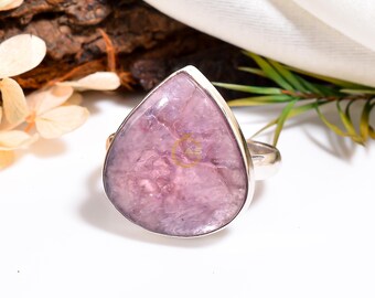Pink Cobalt Calcite Ring: Sterling Silver Boho Statement Jewelry