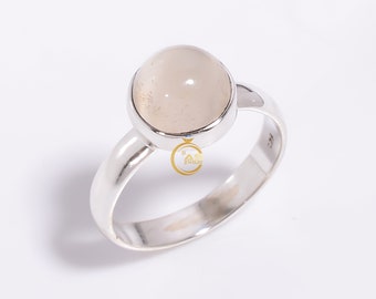 Peach Moonstone Ring, 925 Sterling Silver Ring, Handmade Ring, Statement Ring, Promise Ring for Her, Peach Moonstone Jewelry, Gift for Her