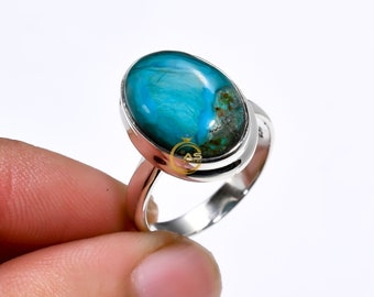 Peruvian Opal Ring, Blue Stone Ring, 925 Sterling Silver Ring, Gemstone Ring, Statement Ring, Promise Ring for Her, Valentines Day Gift