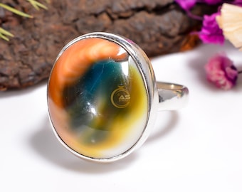Handmade Shiva Eye Shell Ring: 925 Sterling Silver Statement Ring