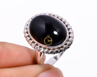 Black Onyx Ring Black Stone Ring 925 Sterling Silver Ring Gemstone Ring Unique Design Ring Promise Ring Anniversary Gift for Her