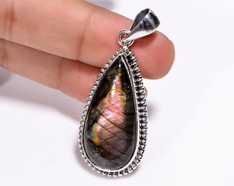 Purple Labradorite 925 Sterling Silver Teardrop Pendant