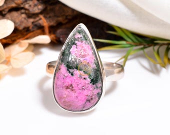 Natural Pink Cobalt Calcite Stone Ring, 925 Sterling Silver Ring, Statement Ring, Boho Ring, Cobalt Calcite Birthday Gift Jewelry for Her