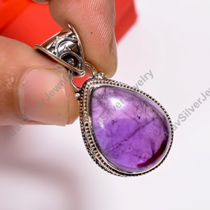 Handmade 925 Sterling Silver Amethyst Pendant Necklace