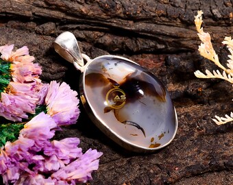 Scenic Dendritic Agate Pendant 925 Sterling Silver Pendant Statement Pendant Promise Pendant Elegant Pendant Agate Jewelry Gift for Her