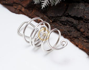 Full Finger Wrap Swirl Coil Spiral Twister 925 Sterling Silver Handmade Minimalist Ring