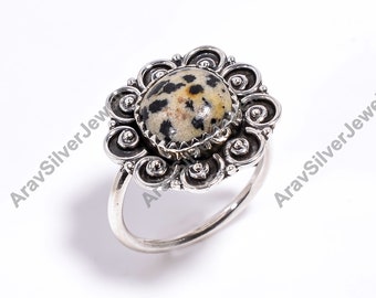 Dalmatian Jasper Ring, 925 Sterling Silver Ring, Jasper Jewelry, Statement Ring, Boho Ring, Handmade Ring, Anniversary Christmas Gift