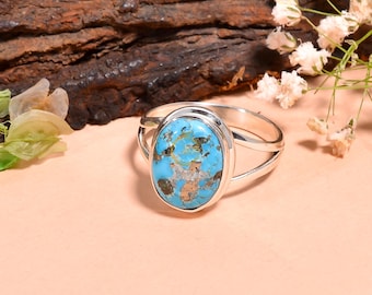Anillo de turquesa hecho a mano: joya de plata de ley 925 con un toque de distinción