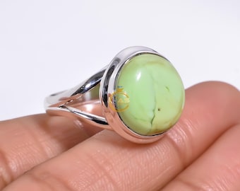 Lemon Chrysoprase Ring, 925 Sterling Silver Ring, Statement Ring, Promise Ring, Lemon Chrysoprase Jewelry, Christmas Gift Jewelry for Women