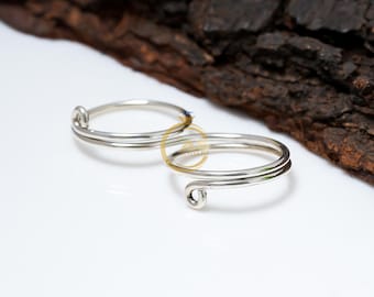 Sterling Silver Two Finger Splint Ring: Handmade Stacking Support