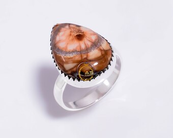 Bague Argent 925 Pierre œil D'oiseau - Bijou Fait Main Inde - Taille 6 - Sans Nickel - Cadeau Anniversaire