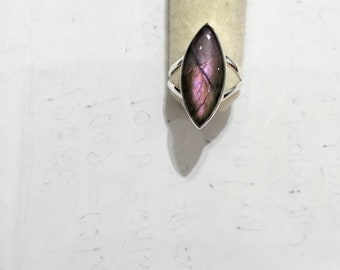 パープルラブラドライトリング ジェムストーンリング 925スターリングシルバーリング ステートメントリング ハンドメイドリング ラブラドライトジュエリー クリスマスプレゼント 彼女へ