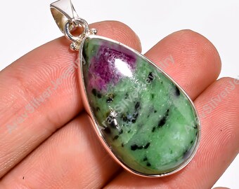 Ruby Zoisite Pendant, Gemstone Pendant, 925 Sterling Silver Pendant, Handmade Pendant, Ruby Zoisite Jewelry, Christmas Gift for Her