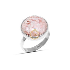 Natural Orange Scolecite Ring 925 Sterling Silver Ring Handmade Scolecite Jewelry Scolecite Round stone  Gift for Her Mother&#39;s Day Gift