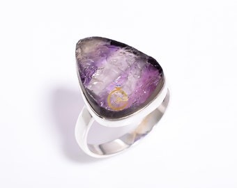 Raw Ametrine Ring Gemstone Ring 925 Sterling Silver Ring Raw Stone Ring Purple Stone Ring Statement Ring Handmade Ring Valentines Day Gifts