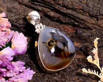Scenic Dendritic Agate Pendant 925 Sterling Silver Pendant Statement Pendant Promise Pendant Unique Pendant Agate Jewelry Gift for Women
