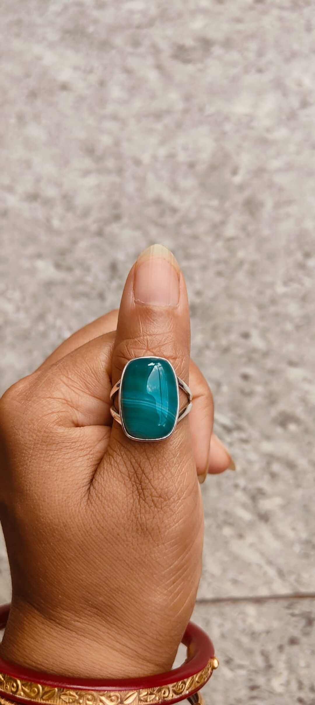 A green agate dress ring