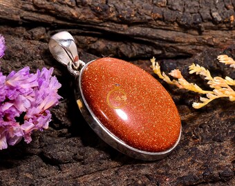 Collier En Argent Sterling 925 Fait Main Avec Pierre Sunstone Rouge - Bijou Réglable