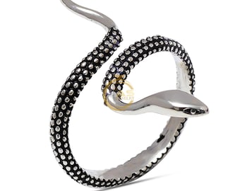 Bague serpent reptile réglable en argent sterling 925, fait main, bague bohème unique, bijoux cadeau