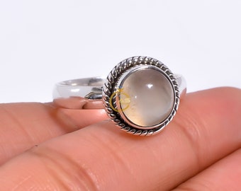 Handmade Peach Moonstone Ring: 925 Sterling Silver Statement Jewelry