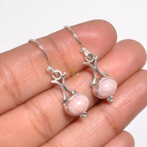 Pink Opal Sterling Silver Dangle Earrings: Handmade Gemstone Jewelry