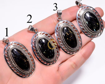 Ciondolo Nuummite della Groenlandia: gioielli con pietre preziose in argento sterling