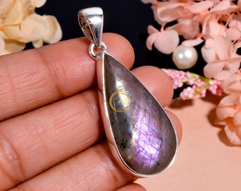 Purple Labradorite 925 Sterling Silver Teardrop Pendant