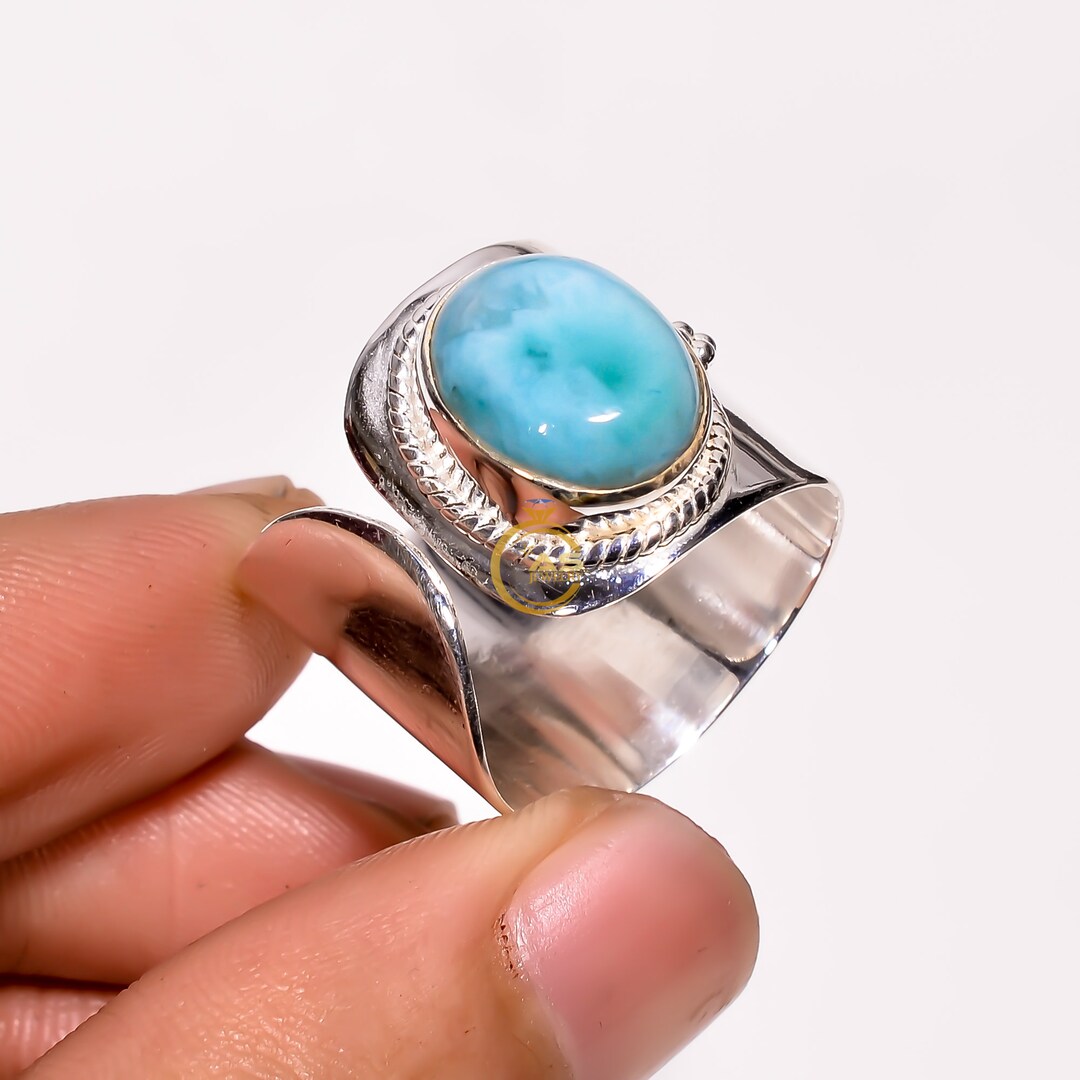 thumbnail image 2 of Impressive Natural Sky Blue Larimar Cabochon 31mm 2 of 9