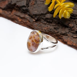 Dendritic Agate Ring: Handmade 925 Sterling Silver Scenic Jewelry