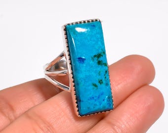 Handmade Peruvian Opalina 925 Sterling Silver Statement Ring
