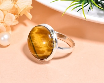 Tigers Eye Ring, 925 Sterling Silver Ring, Gemstone Ring, Handmade Ring, Statement Ring, Tiger Eye Jewelry, Handmade Ring, Gift for Her