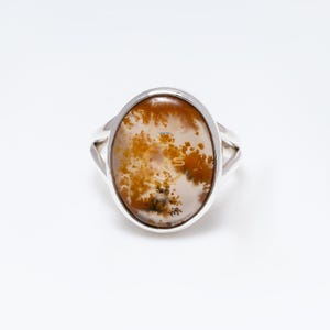 Dendritic Agate Ring: Handmade 925 Sterling Silver Promise Ring