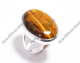 Tigers Eye Ring, 925 Sterling Silver Ring, Gemstone Ring, Handmade Ring, Statement Ring, Tiger Eye Jewelry, Handmade Ring, Gift for Her