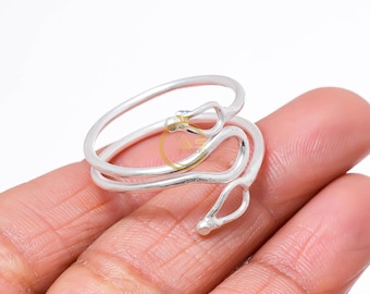 Bague minimaliste serpent reptile en argent sterling 925 fait main, unique bagues empilables, cadeau pour elle