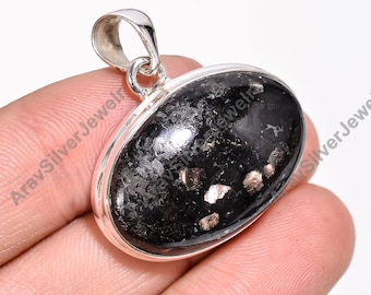 Natural Nuummite 925 Sterling Silver Pendant: Handmade Gemstone Jewelry