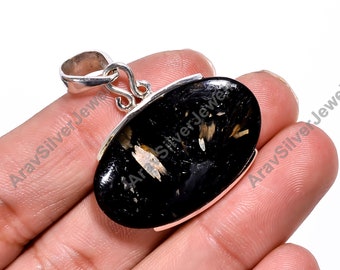 Natural Nuummite Pendant Gemstone Pendant 925 Sterling Silver Pendant Handmade Pendant Necklace Nuummite Jewelry Anniversary Gift for Her