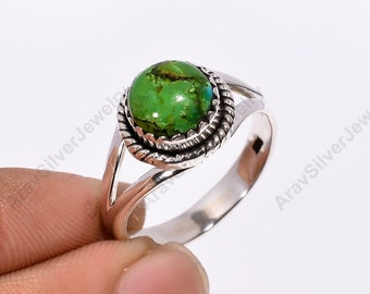 Grüner Türkis Ring, Grüner Stein Ring, 925 Sterling Silber Ring, Statement Ring, Türkis Schmuck, handgemachter Schmuck, Geschenk Schmuck für Sie